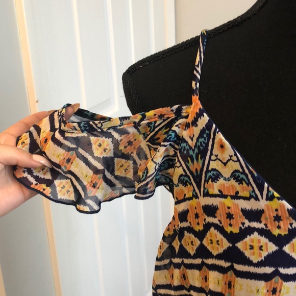 Ikat Pattern Off the Shoulder Dress - Picture 3 of 3
